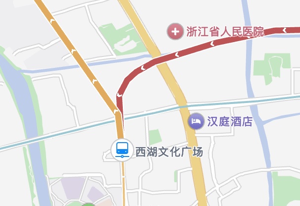 Map detail showing the transfer at West Lake Cultural Square Station