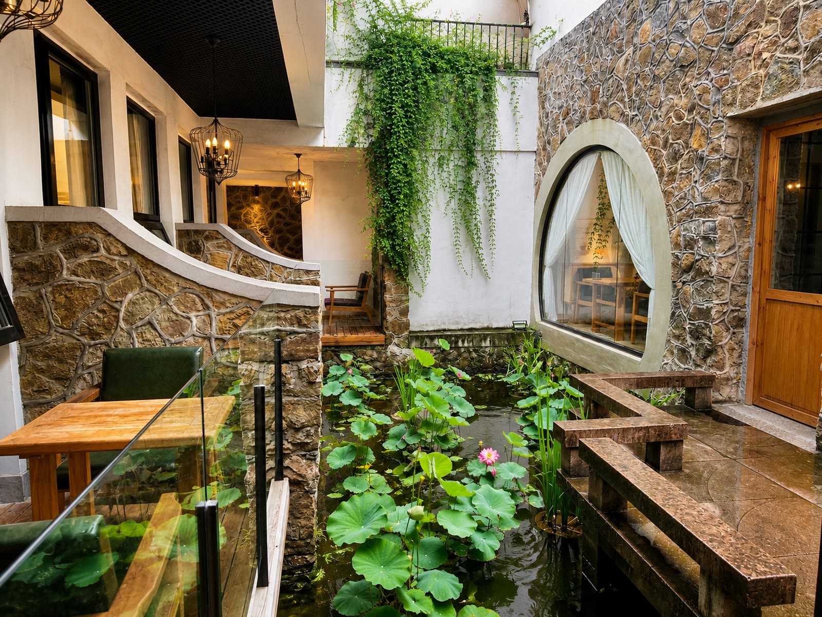 Waterside Balcony Room: Balcony beside the lotus pond